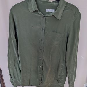 Forest green silk button down